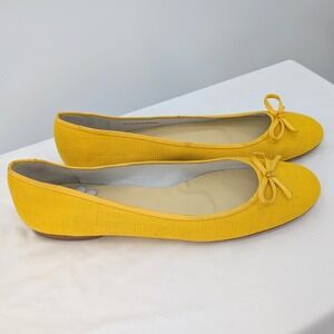 Delman‎ Mustard Yellow Ballet Flats Bows Leather Soles Sz 8 Tweety Collab